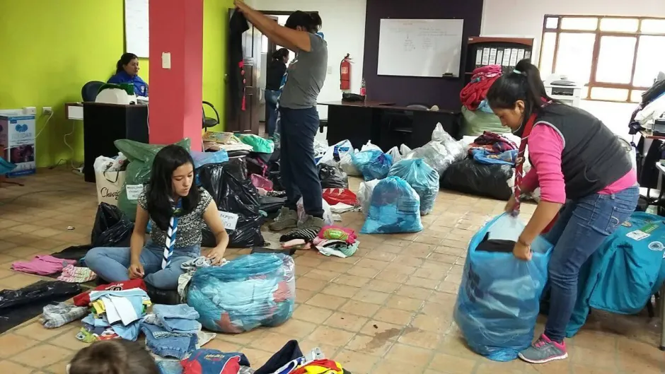 Scouts in Ecuador organise food distribution